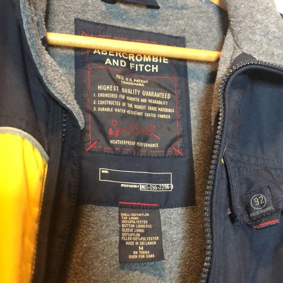Abercrombie Vintage AF Performance Ski Jacket Mens Medium Blue Yellow Heavy Coat - Picture 6 of 17